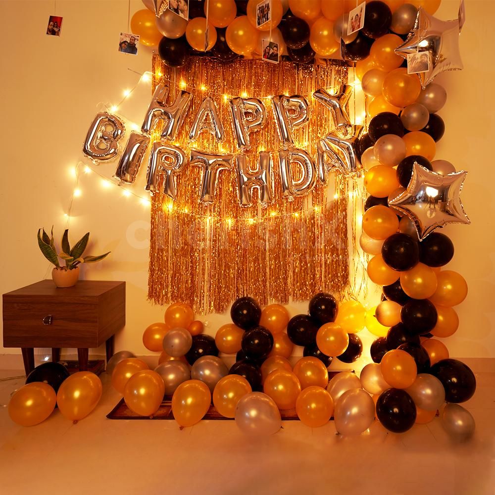 Blak with GoldenBirthday Decoration