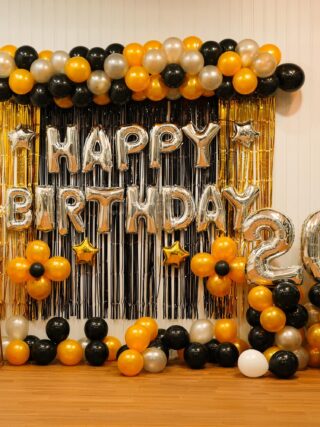 Golden Silver and Black Birthday Decoration